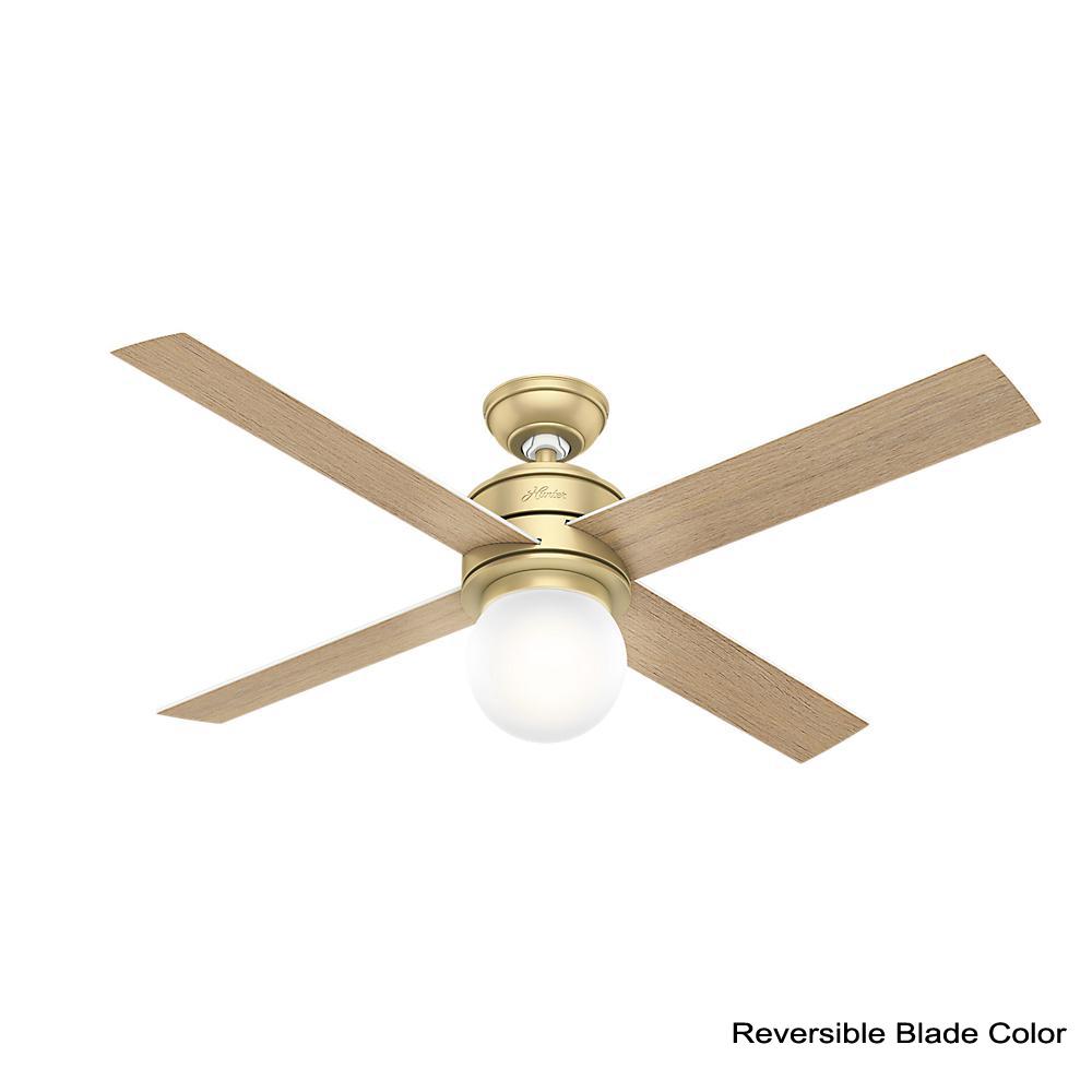 Hunter Hepburn 52 In Led Indoor Modern Brass Ceiling Fan 59320