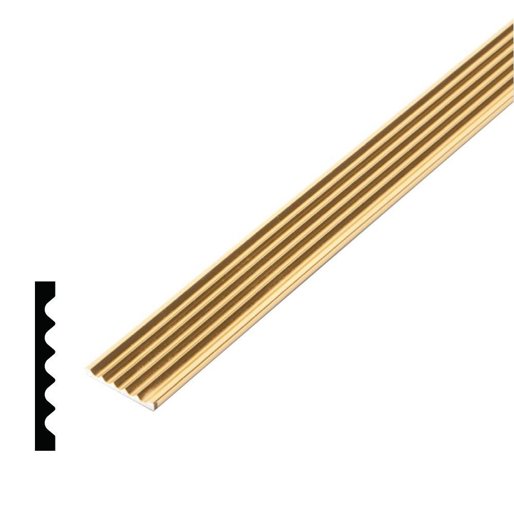 Alexandria Moulding 1/8 in. x 3/4 in. x 96 in. Metal Mira Gold Grooved