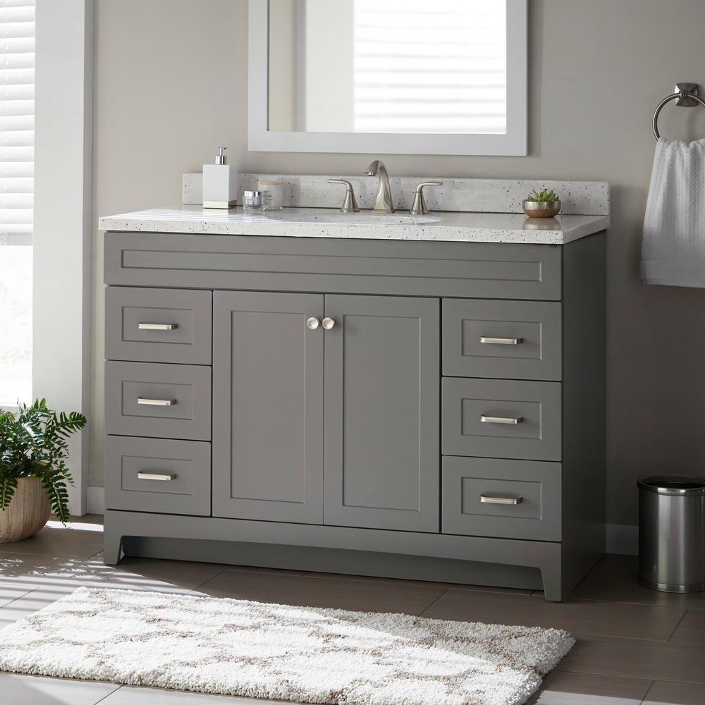 Home Decorators Collection Thornbriar 48 In W X 21 D Bathroom Vanity Cabinet Cement Tb4821 Ct The Depot - Does Home Depot Install Bathroom Vanity