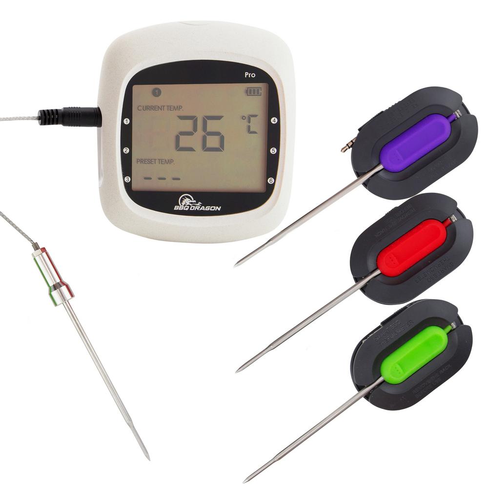 BBQ Dragon 6-Probe Wireless Thermometer (4-Probes, 1-SS)-BBQD360 - The