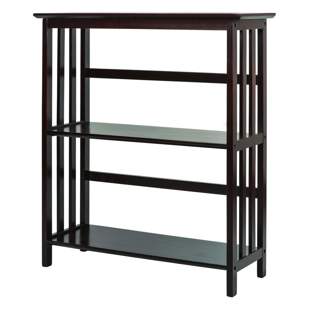 Casual Home Mission Style Espresso Solid Wood 3-Shelf ...