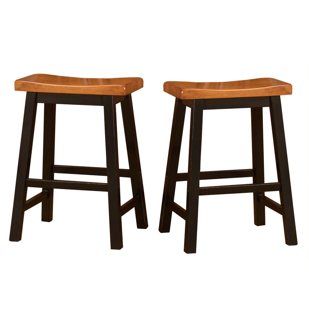 Pomeroy Saddle Barstool Black noble house pomeroy 24 in walnut and black saddle stool set of 2