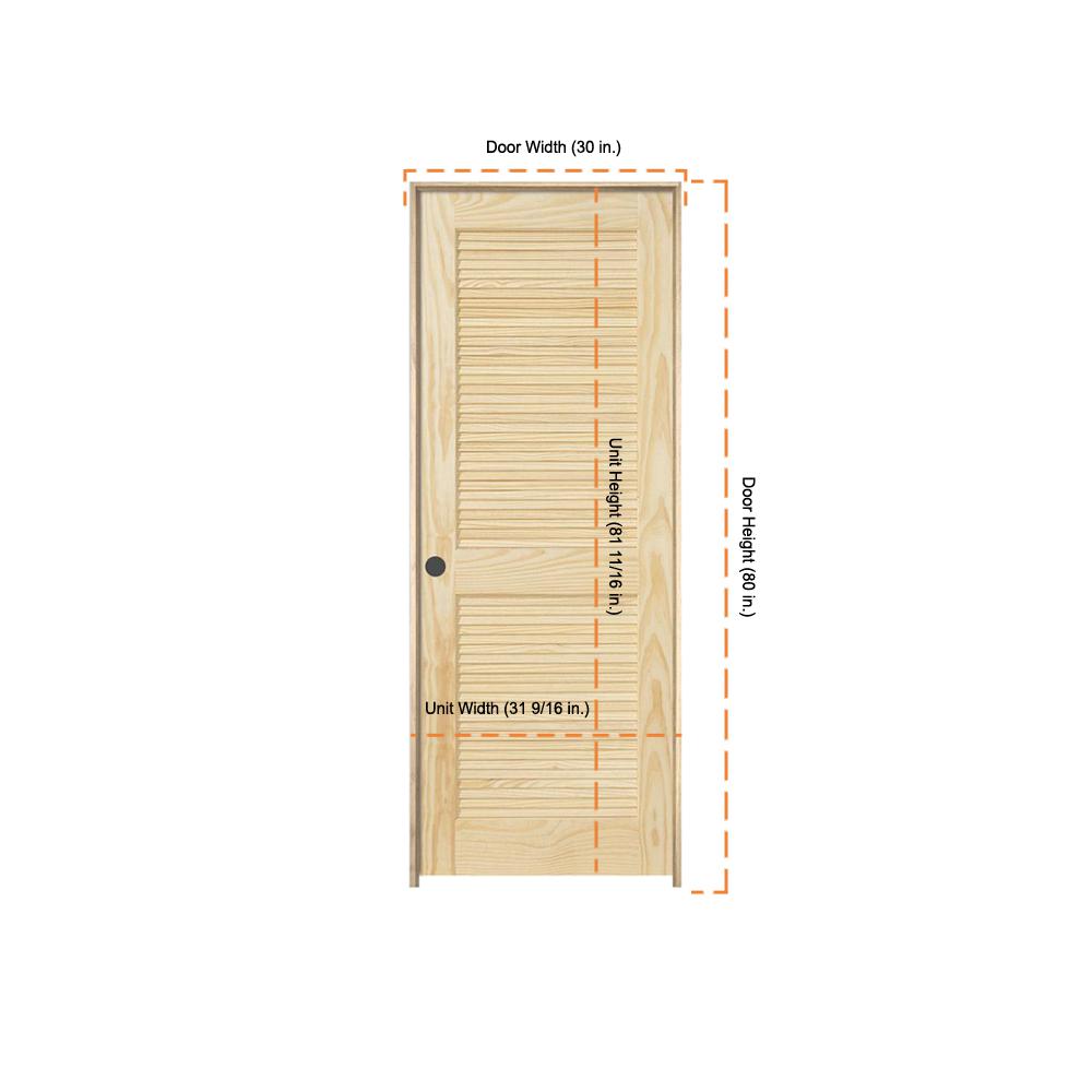 Jeld Wen 30 In X 80 In Pine Unfinished Right Hand Full Louver