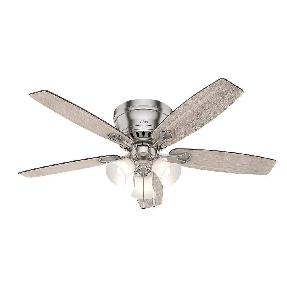 Oakhurst Ii 52 In Low Profile Led Indoor Brushed Nickel Ceiling Fan With Light Kit