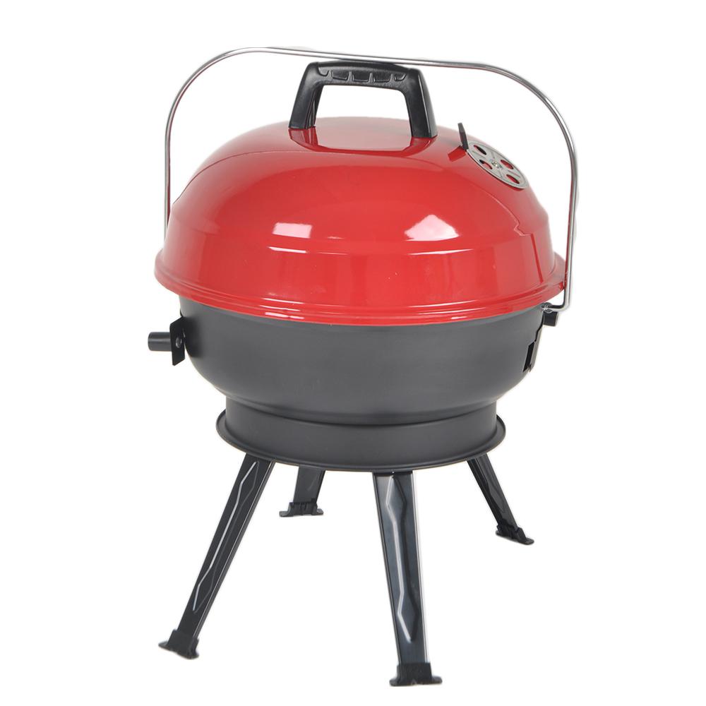 14 In Portable Charcoal Grill Red Cbt1702hdr The Home Depot Portable Charcoal Grill In Red