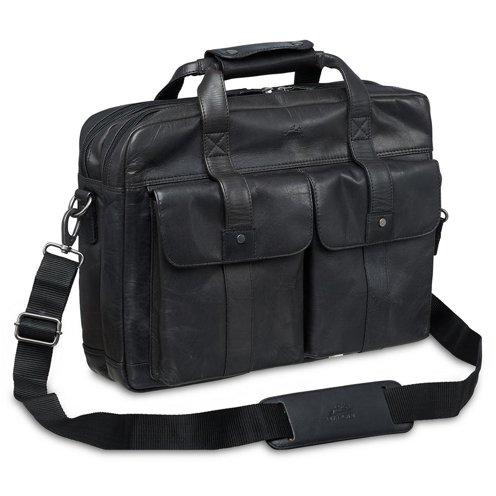 leather laptop bag with luggage strap