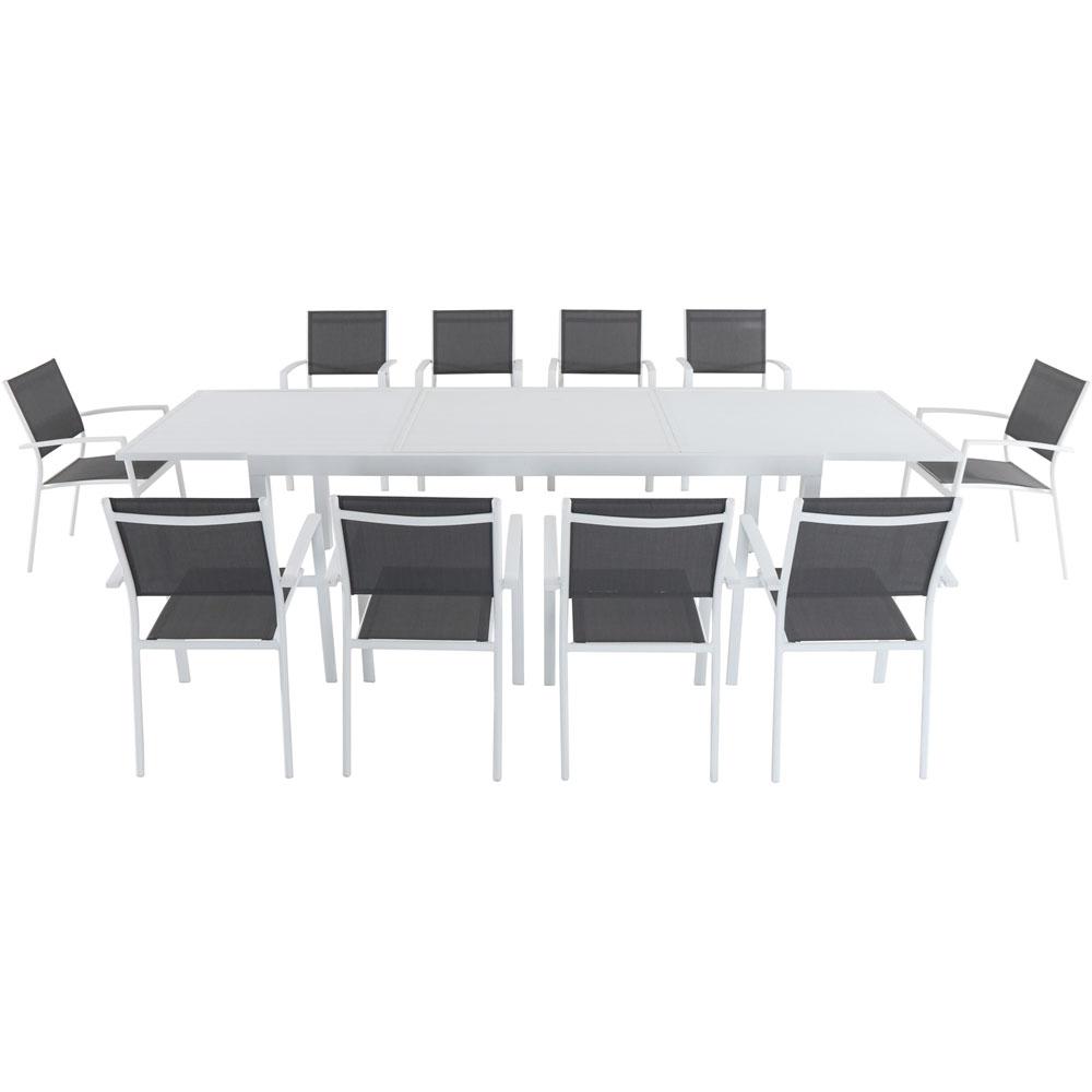 10 Or More Patio Dining Sets Furniture The Home Depot Harper 11 Piece Aluminum Outdoor Dining Set With 10 Sling Chairs And A 40 In X 118 Expandable Table