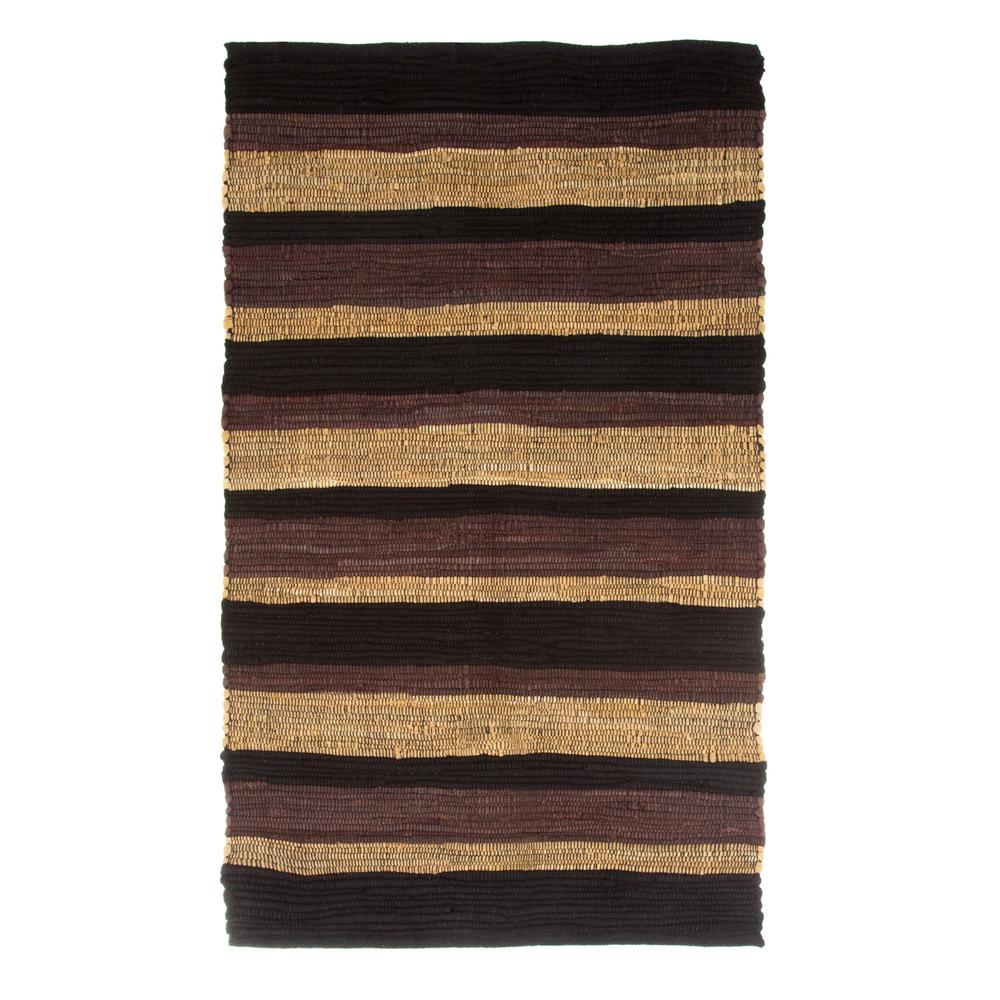 Lavish Home Chindi Plaid Yellow Brick 2 Ft X 4 Area Rug 69 C Chindi Stripe Brown 2 Ft 3 In X 9