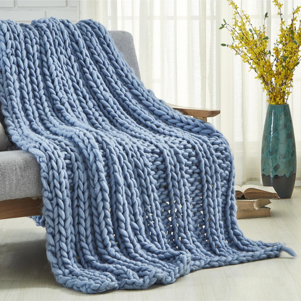 Reviews For Cozy Tyme Vielkis 50 In X 70 In Light Blue Throw Blanket Cozy 100 Polyester T177 20LBT HD The Home Depot