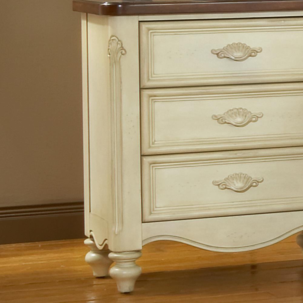 American Woodcrafters Chateau 3 Drawer Antique White Nightstand