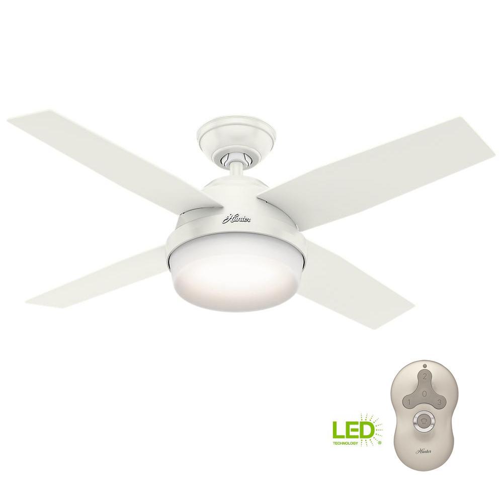 Hunter White Ceiling Fans Lighting The Home Depot Dempsey 44 In Led Indoor Fresh White Ceiling Fan With Universal Remote
