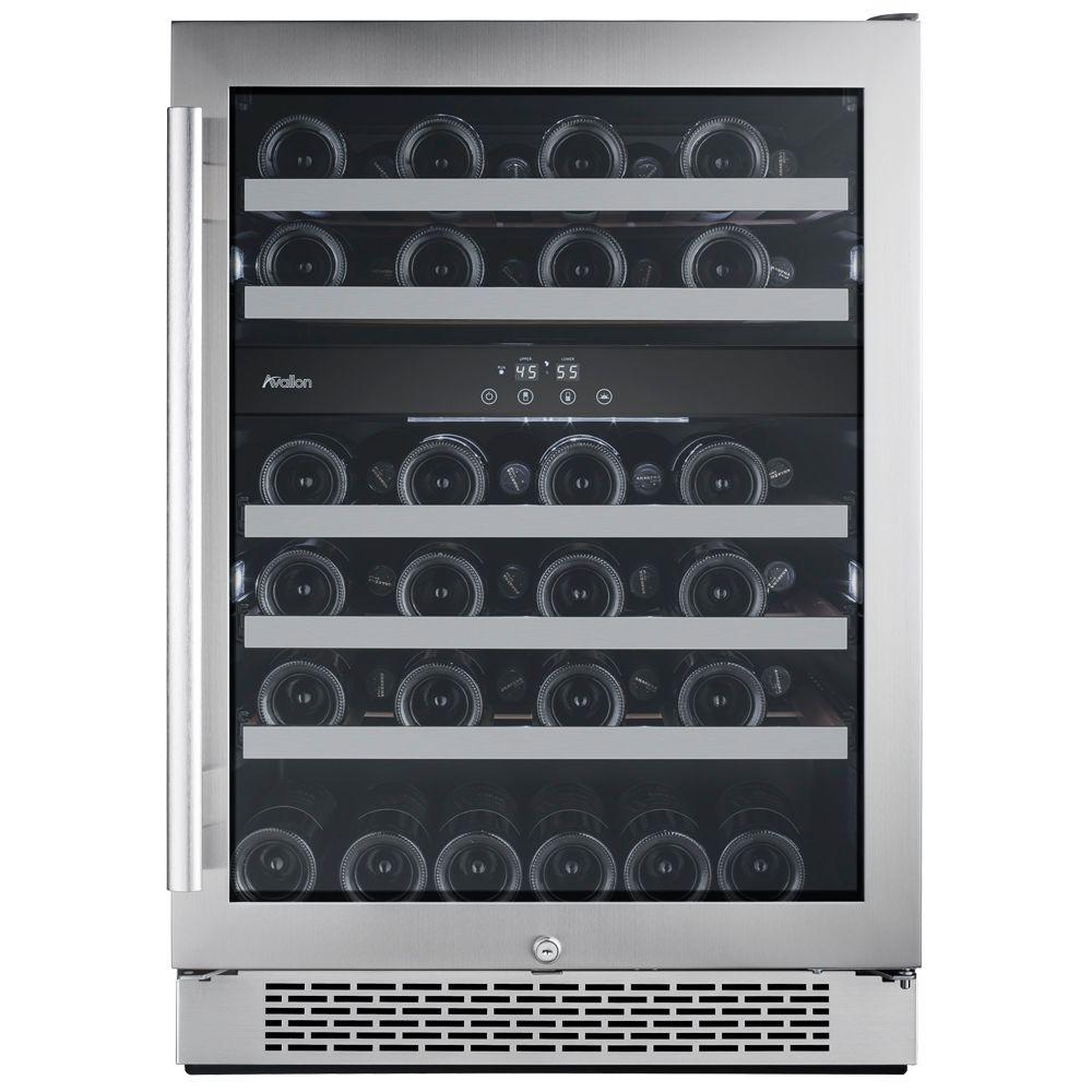 Avallon 46 Bottle 24 In Built Dual Zone Wine Cooler With Argon Built In Dual Zone Wine Cooler With Argon Filled Double Paned Gl