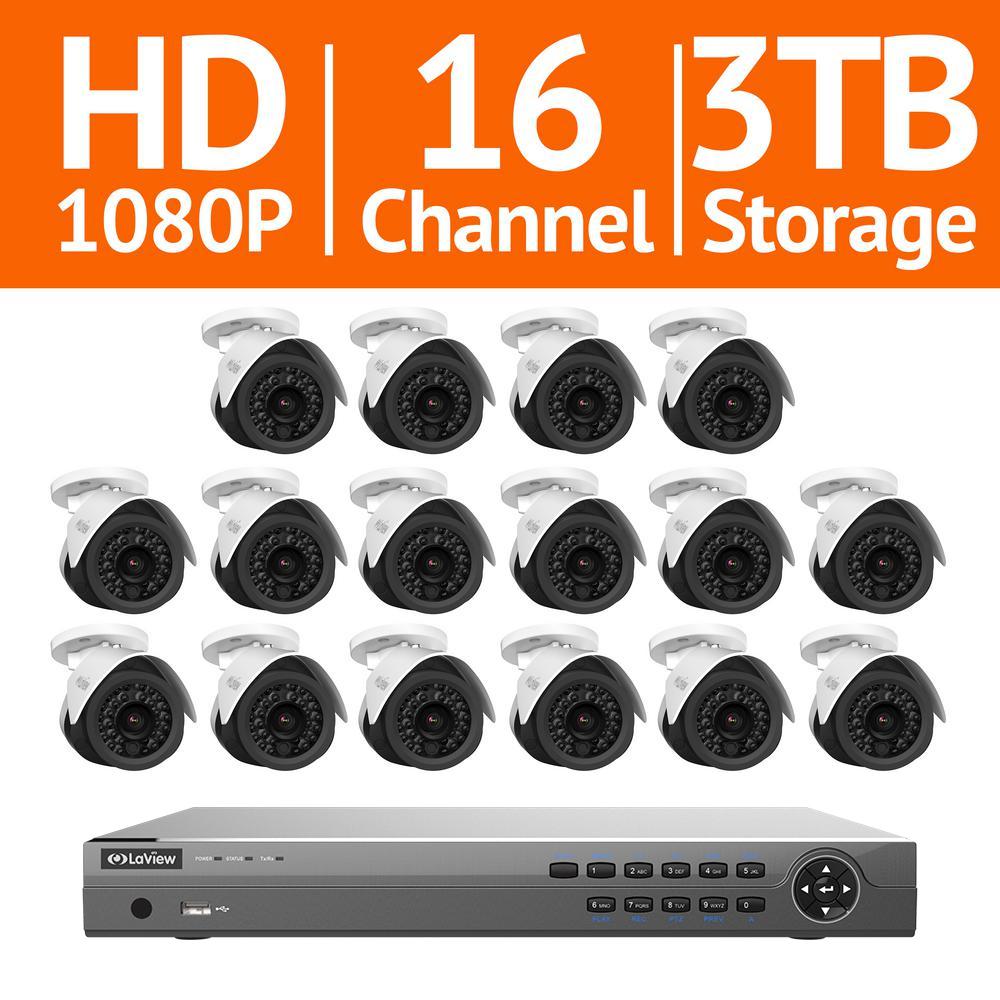 LaView 16Channel 2MP 3TB IP NVR Surveillance System (16) 2MP Bullet