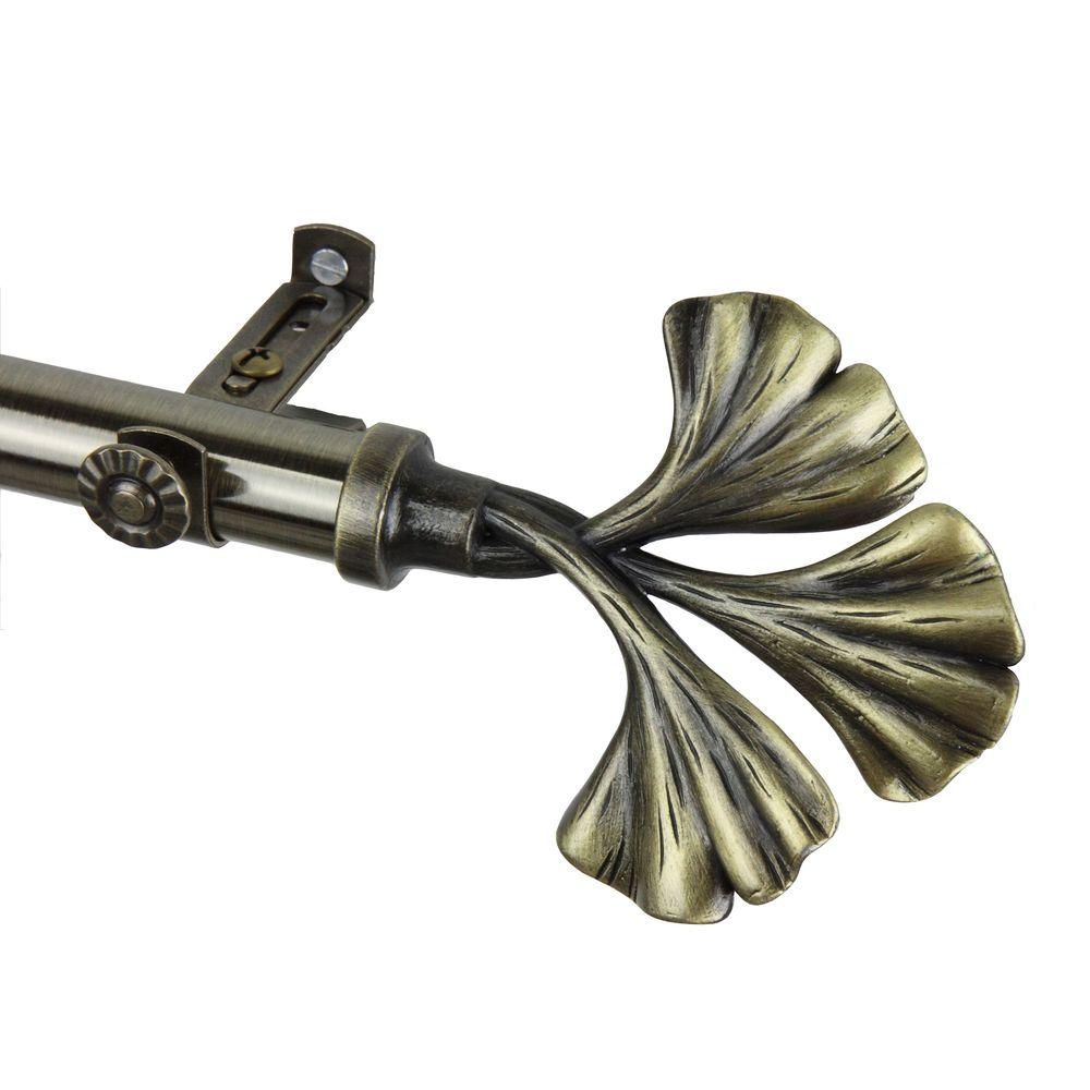 Rod Desyne 66 In 120 Telescoping Single Curtain Telescoping Single Curtain Rod In Antique Brass With Fortune Finial