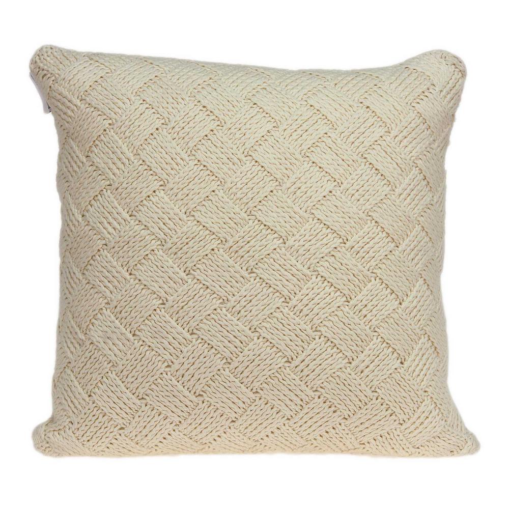 Homeroots Jordan Beige Woven Look 20 In Throw Pillow Cover 334288