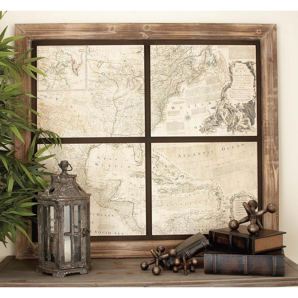 43 In X 49 Rustic Chinese Fir Wood World Map Wall Decor