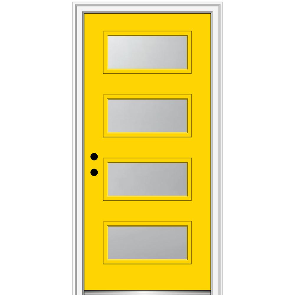 Mmi Door 32 In X 80 Celeste Right Hand Inswing 4 Lite Frosted Glass Painted Steel Prehung Front On 6 9 16 Frame