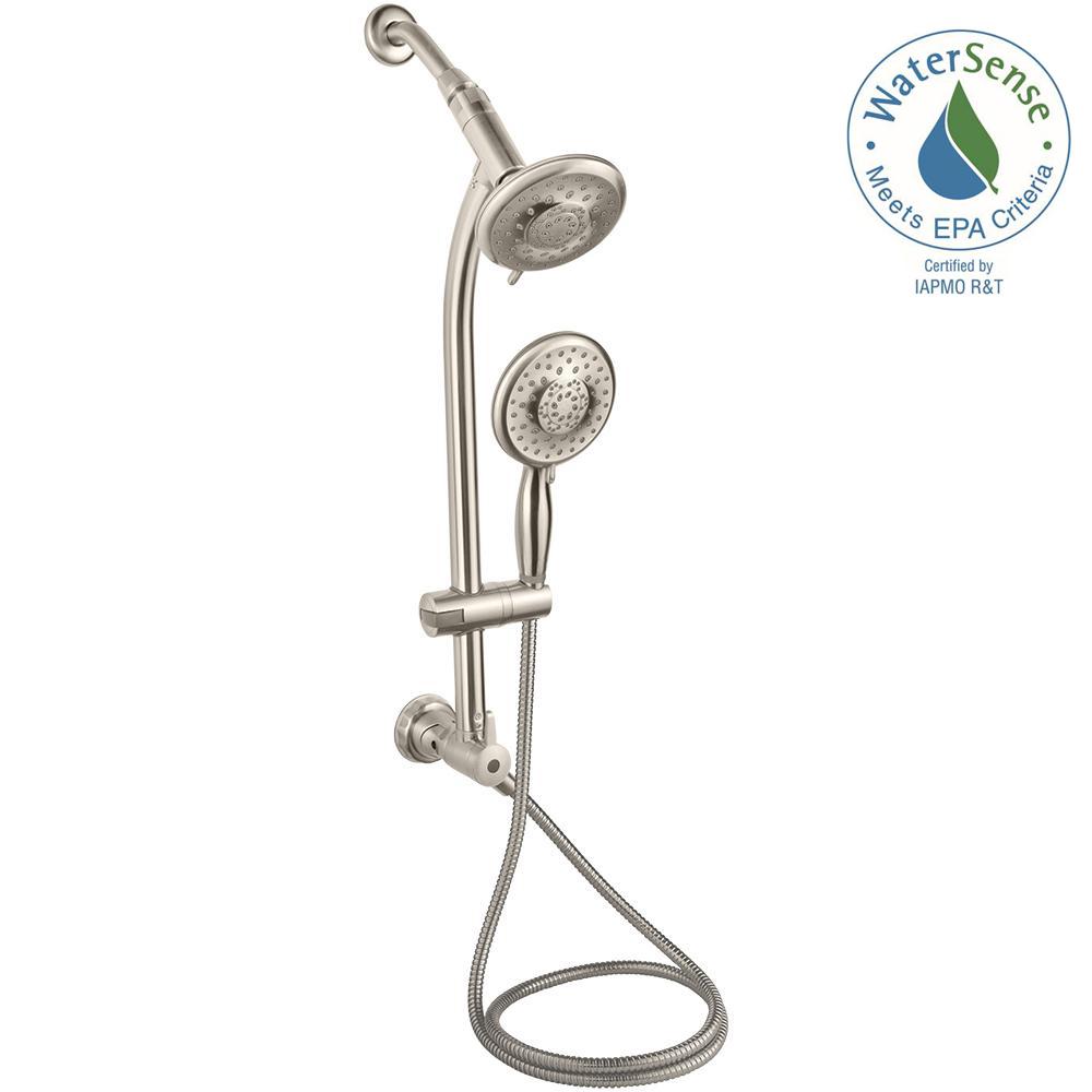 Shower Systems Bathroom Faucets The Home Depot 5 Spray Wall Bar Shower Kit In Brushed Nickel