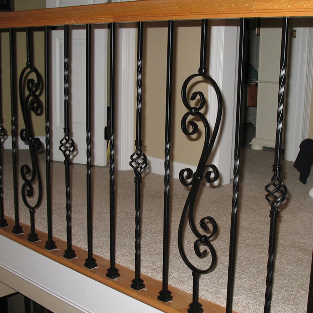 44 in Satin Black Single Twist Hollow Iron Baluster x 1//2 in