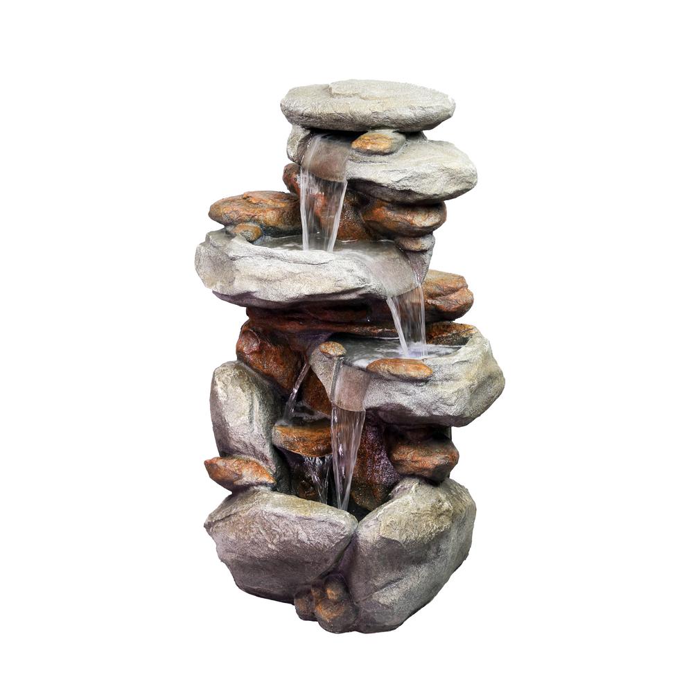 Alpine Corporation 40 In Tall 4 Tiered Rock Fountain With Led Alpine Corporation 40 In Tall 4 Tiered Rock Fountain With Led Lights