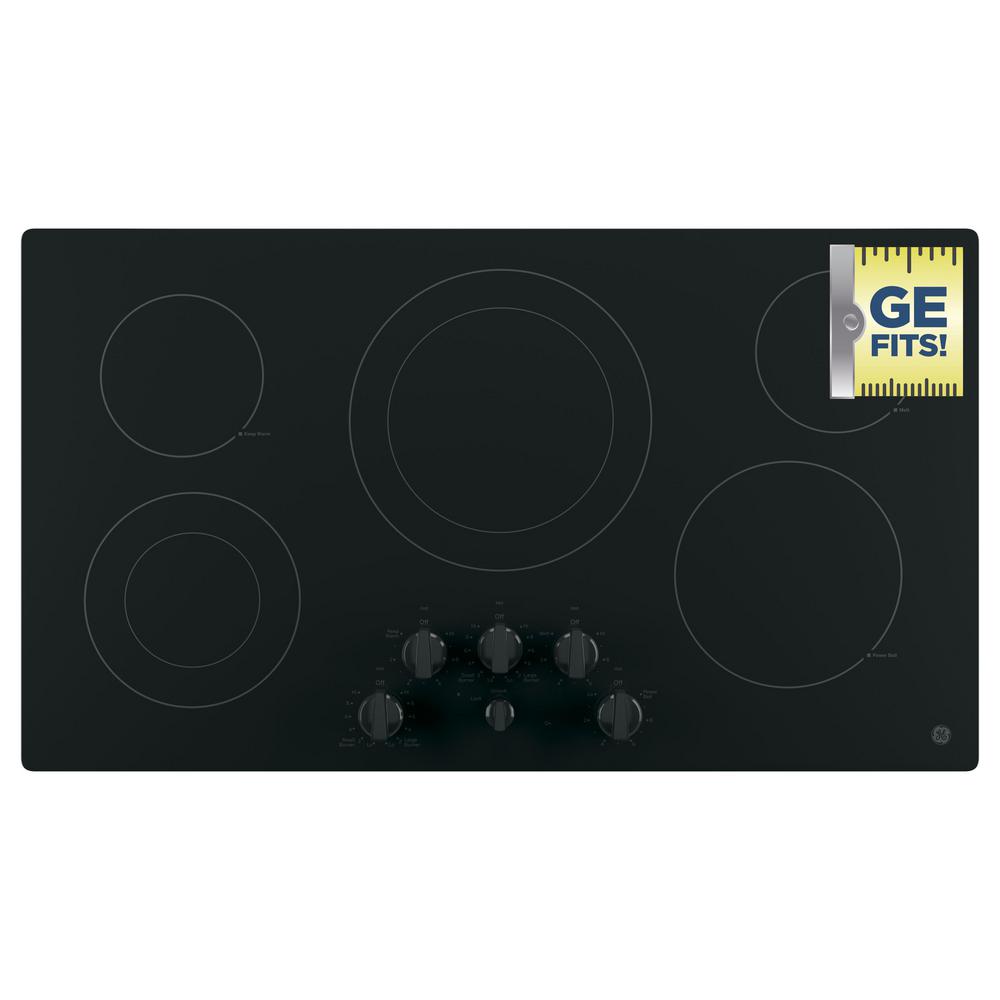 GE 36 in. Radiant Electric Cooktop in Black with 5 Elements including
