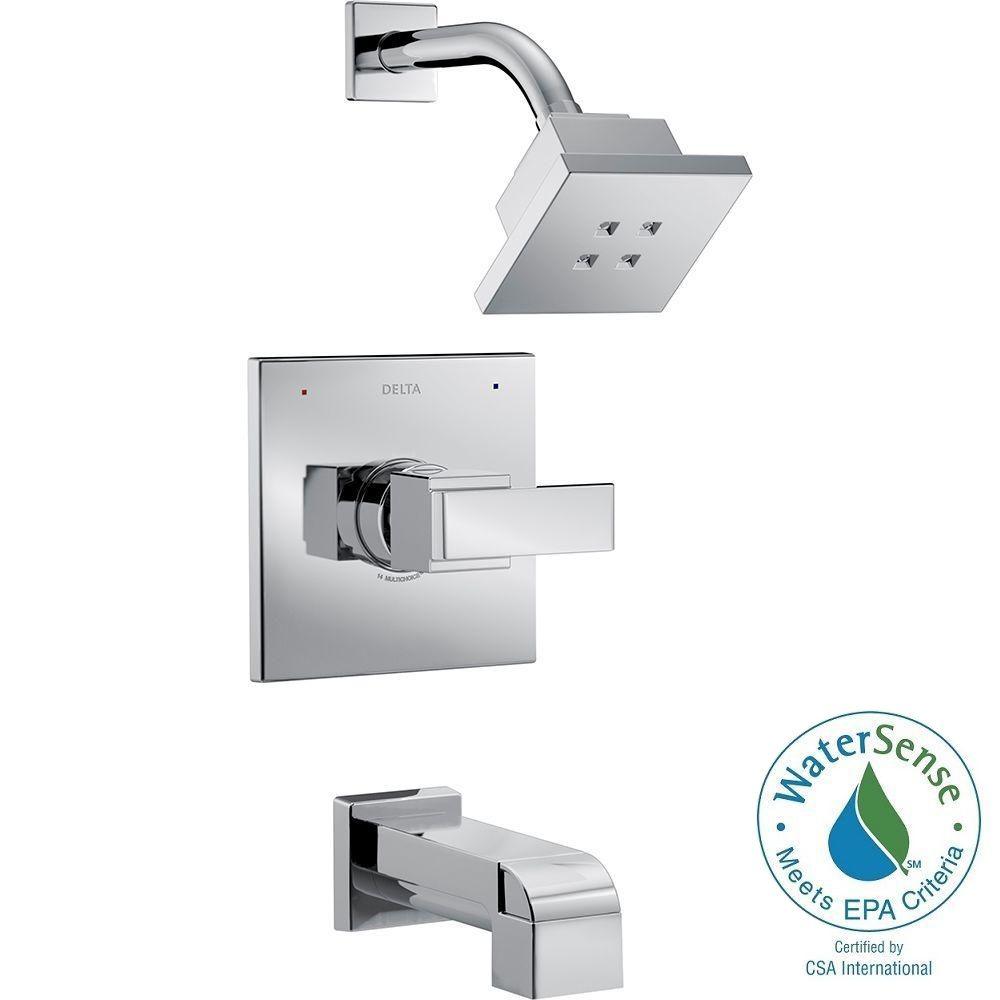 Delta Ara 1Handle Tub and Shower Faucet Trim Kit in Chrome Featuring