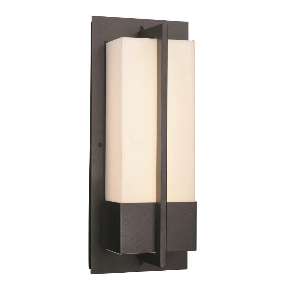 Bel Air Lighting 16 in. 1-Light Black Integrated LED Outdoor Wall Lantern Sconce with Acrylic Shade LED-50151 BK