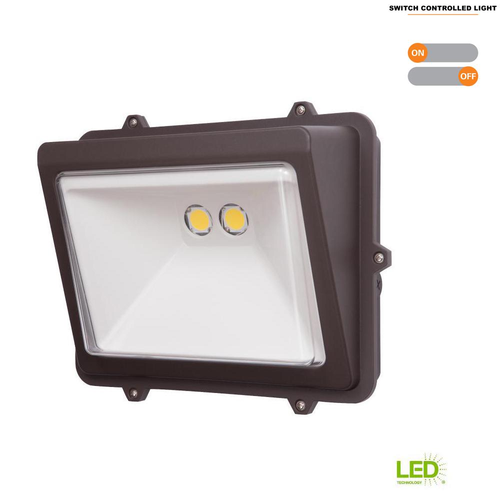 Wall Packs Commercial Lighting The Home Depot 76 Watt Bronze Outdoor Integrated Led Wall Pack Light