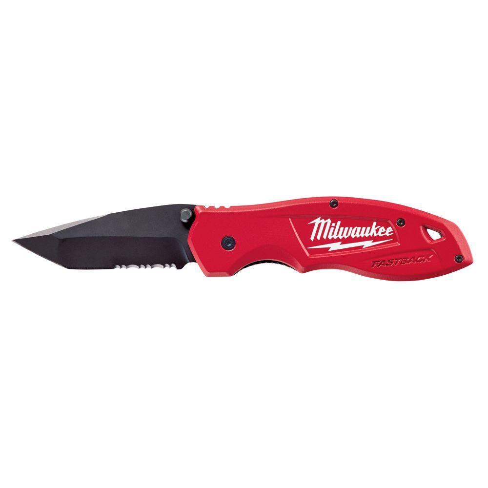 Milwaukee Fastback Spring Assisted Serrated Utility Knife48221995 The Home Depot