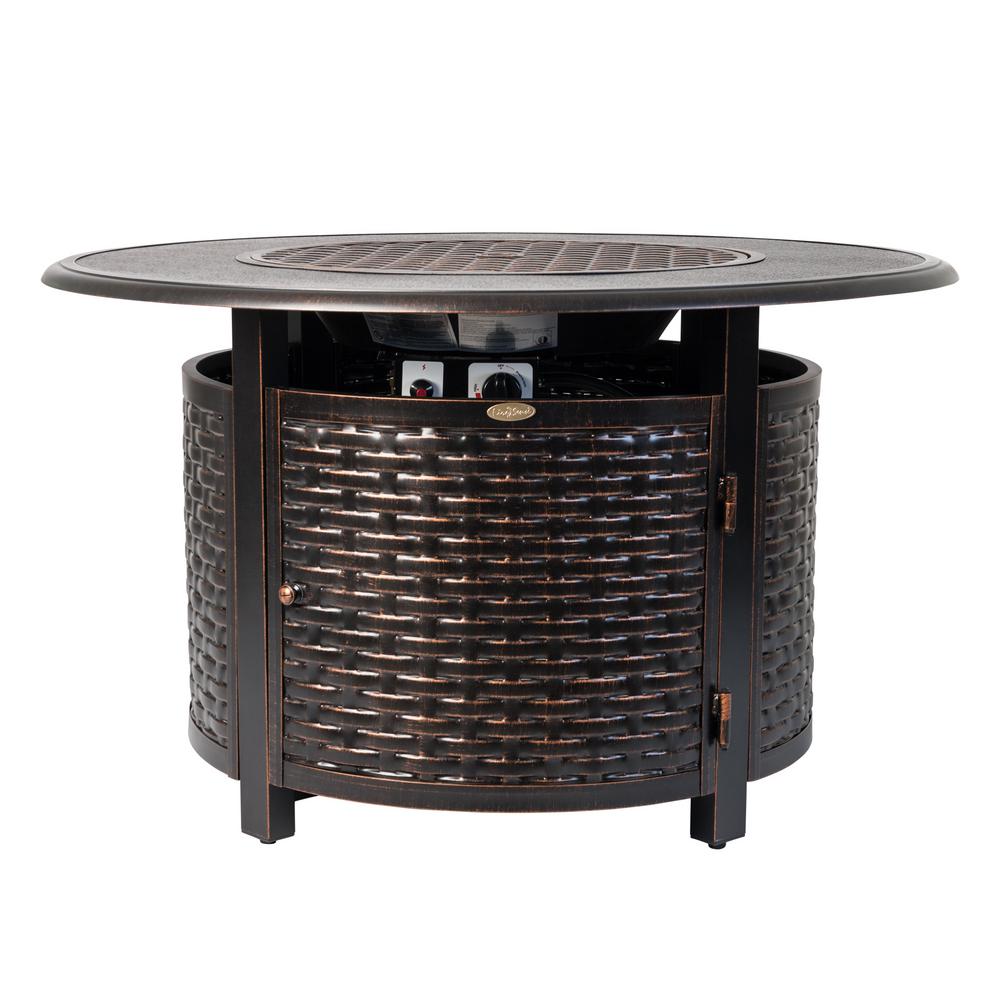 Fire Sense Baker 42 In X 24 Round Aluminum Propane Pit Table Antique Bronze