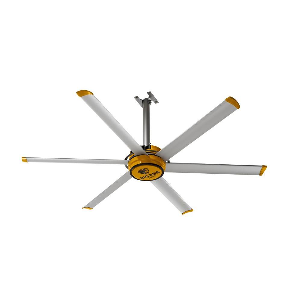 Big Ass Fans 4900 14 Ft Indoor Silver And Yellow Aluminum Shop Ceiling Fan With Wall Control F 0533