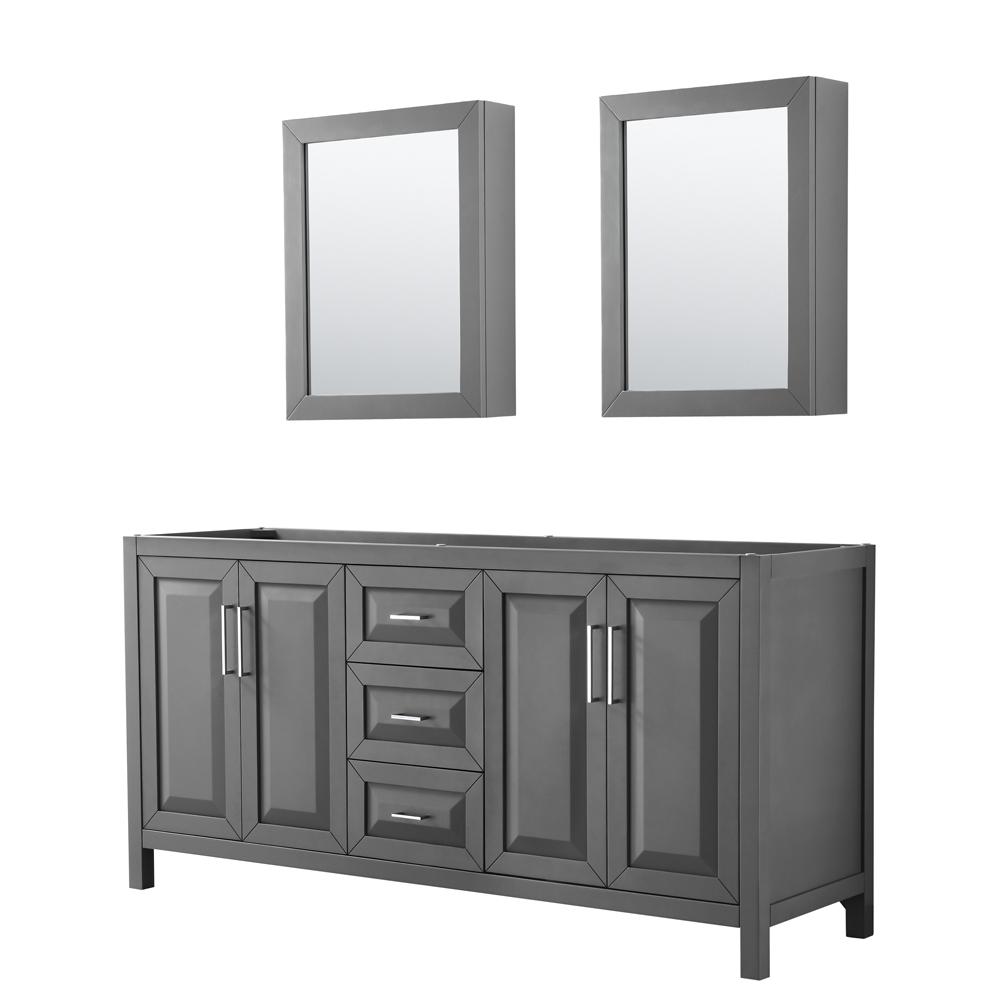 Wyndham Collection Daria 71 In Double Bathroom Vanity Cabinet Only With Medicine Cabinets In Dark Gray Wcv252572dkgcxsxxmed The Home Depot