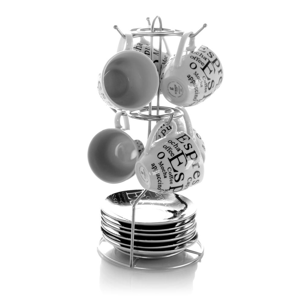 Gibson Espresso Expressions 2.5 oz. Espresso Cups with Saucers (Set of