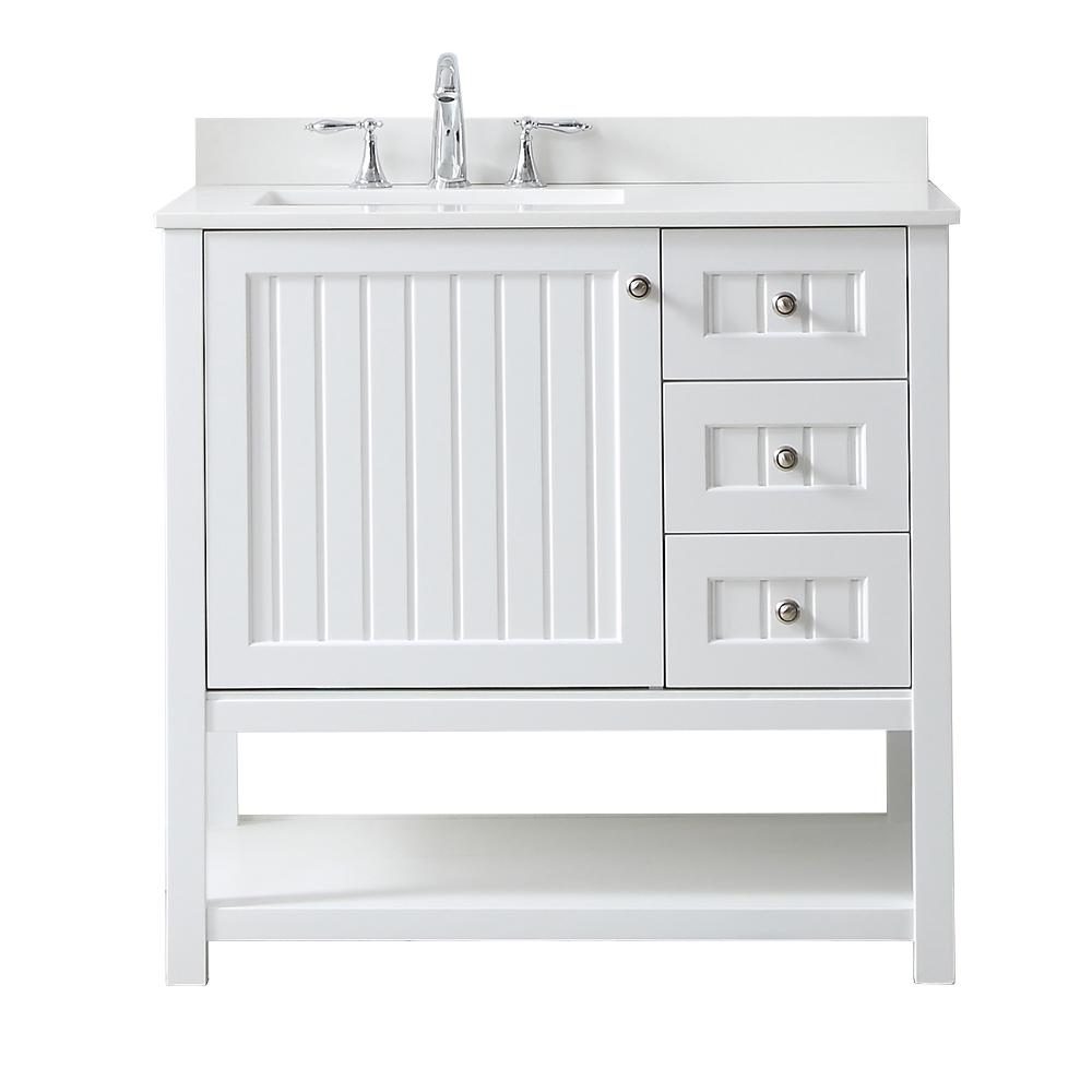 Martha Stewart Living 36 Inch Vanities Single Sink D Vanity In White With Quartz