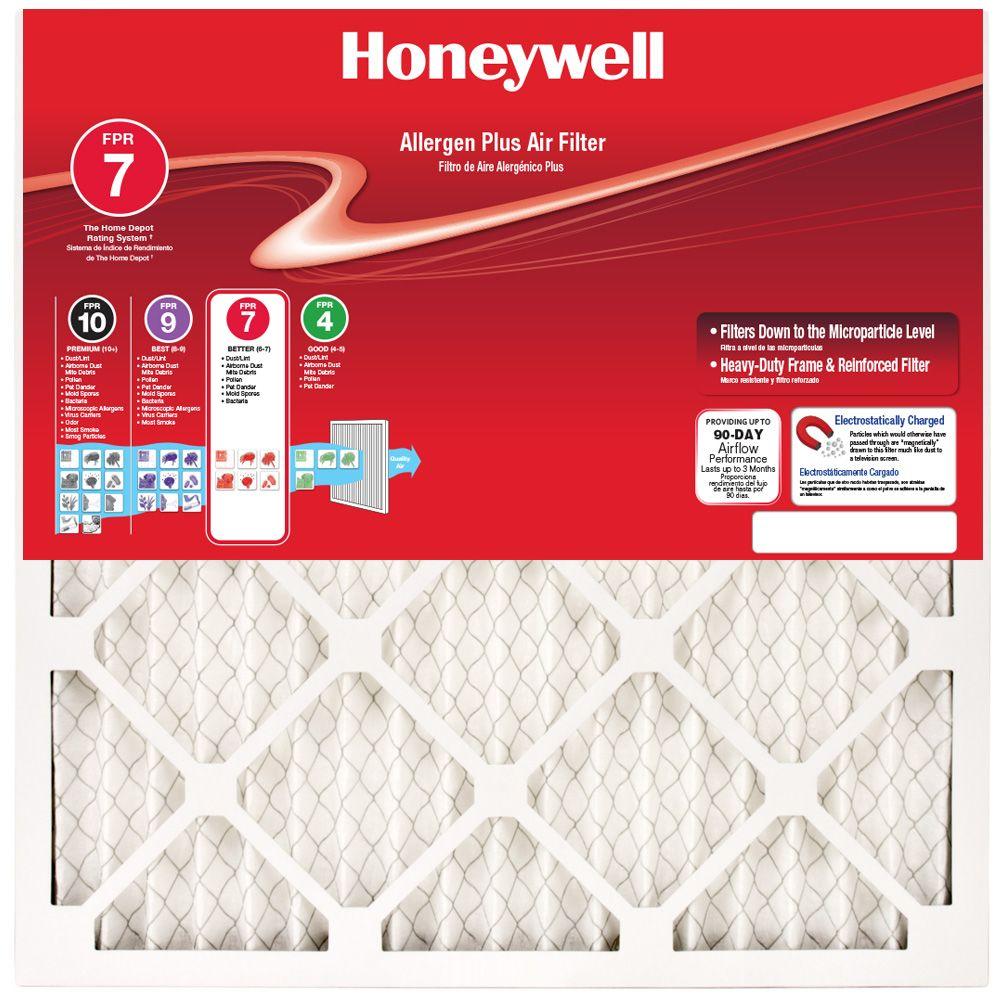 Honeywell 24 x 30 x 1 Allergen Plus Pleated FPR 7 Air Filter (2-Pack)