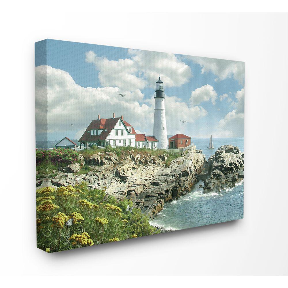 The Stupell Home Decor Collection 16 In X 20 In Portland Head Lighthouse Scene Grassy Ocean Side Peninsula By Alan Giana Company Canvas Wall Art Ccp 364 Cn 16x20 The Home Depot