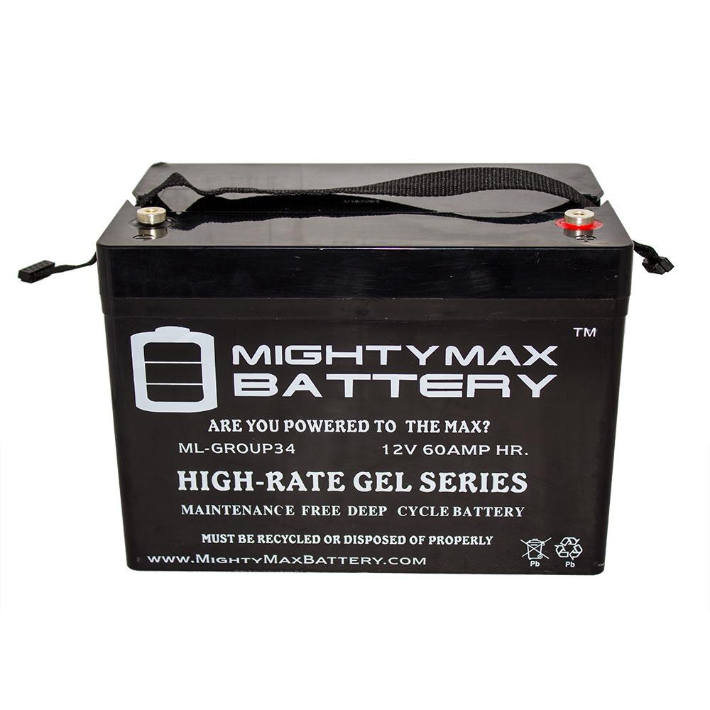 MIGHTY MAX BATTERY 12Volt 60 Ah GROUP 34 Gel Type Rechargeable Sealed Lead Acid (SLA) Battery