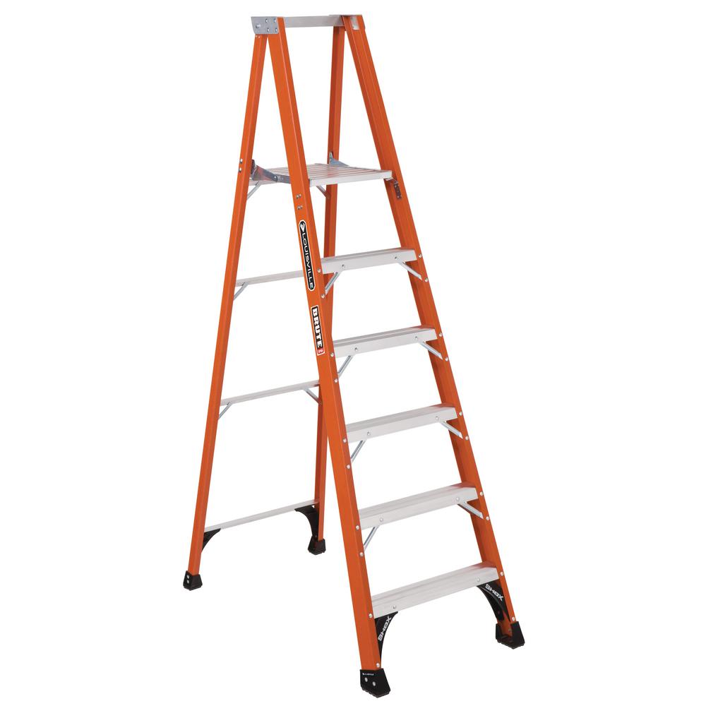 Louisville Ladder 6 ft. Fiberglass Platform Step Ladder with 375 lbs ...