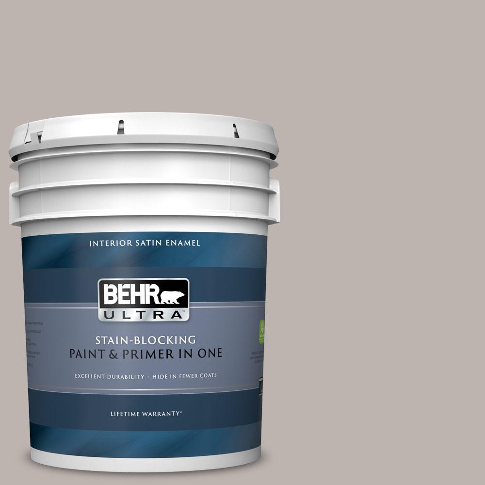 BEHR ULTRA 5 gal. PPU1812 Graceful Gray Satin Enamel Interior Paint
