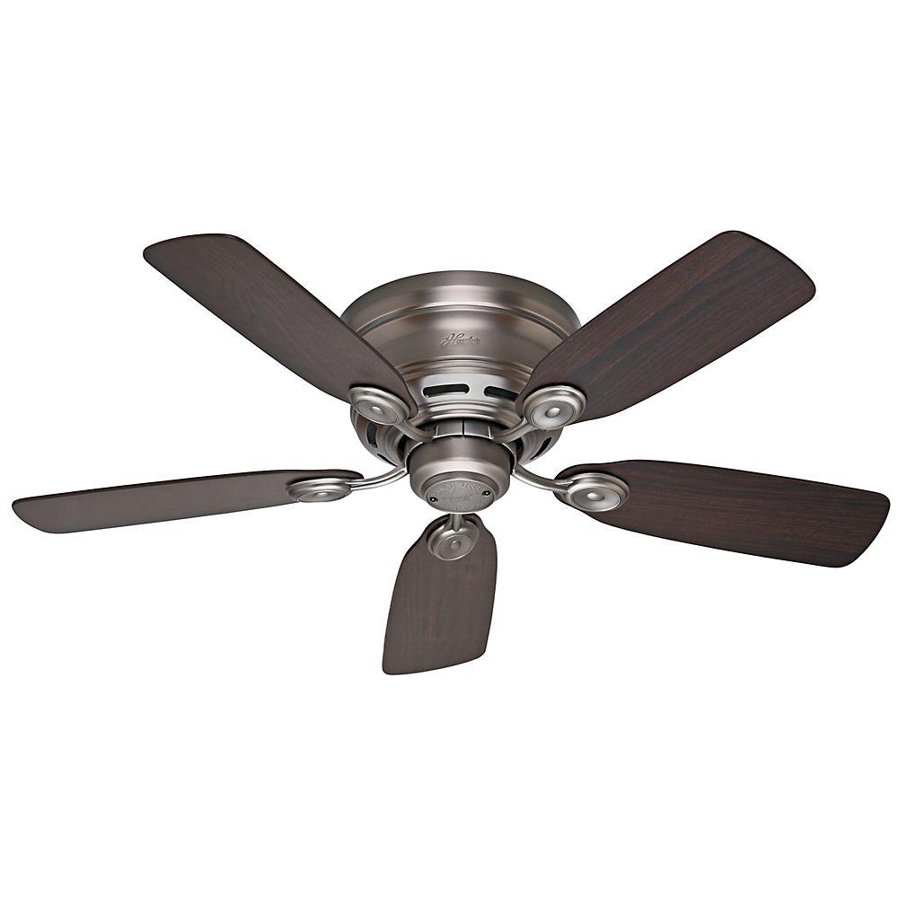 Hunter Low Profile Iv 42 In Indoor Antique Pewter Ceiling Fan Bundled With Handheld Remote Control