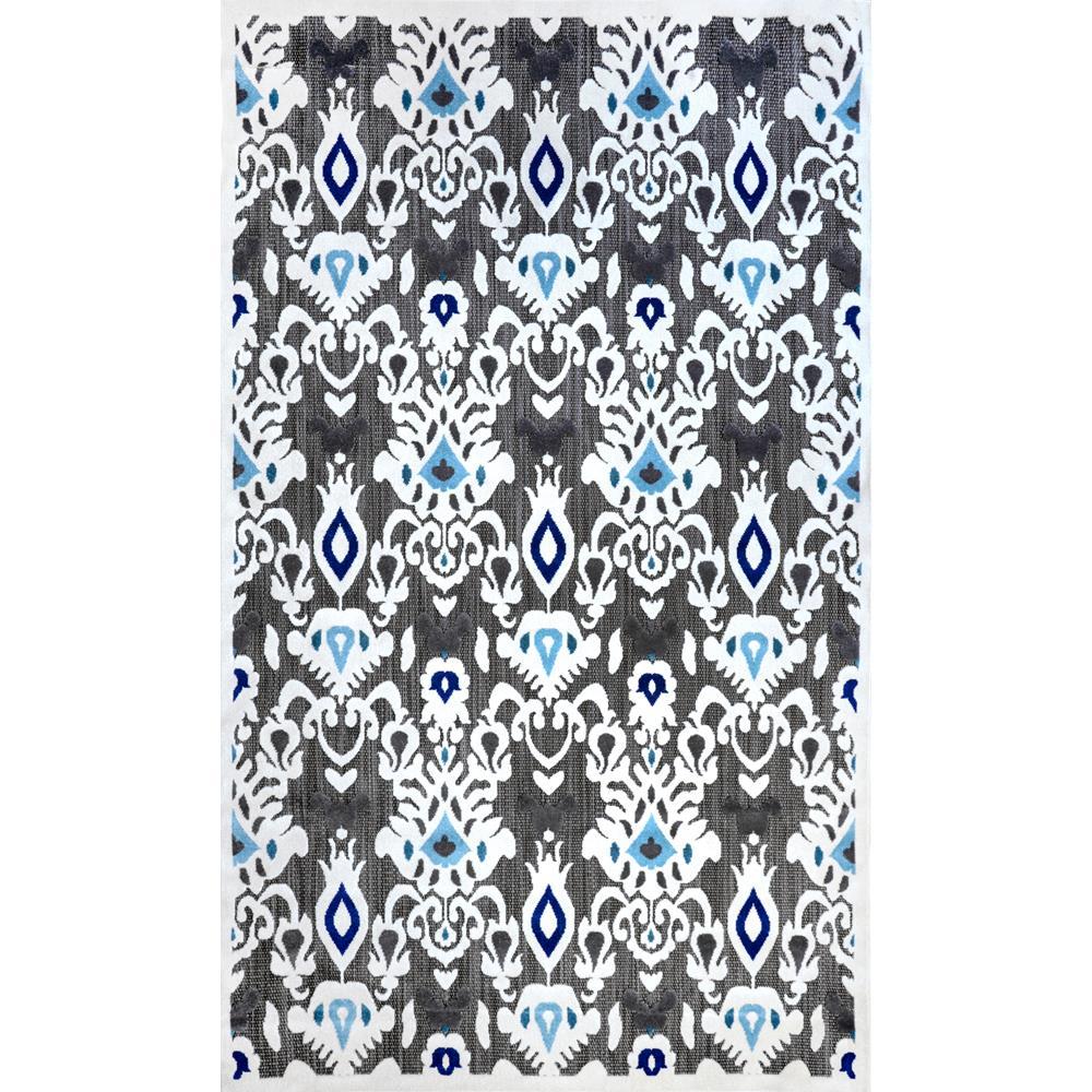 nuLOOM Ikat Charlotte Black 7 ft. 7 in. x 10 ft. Indoor/Outdoor Area