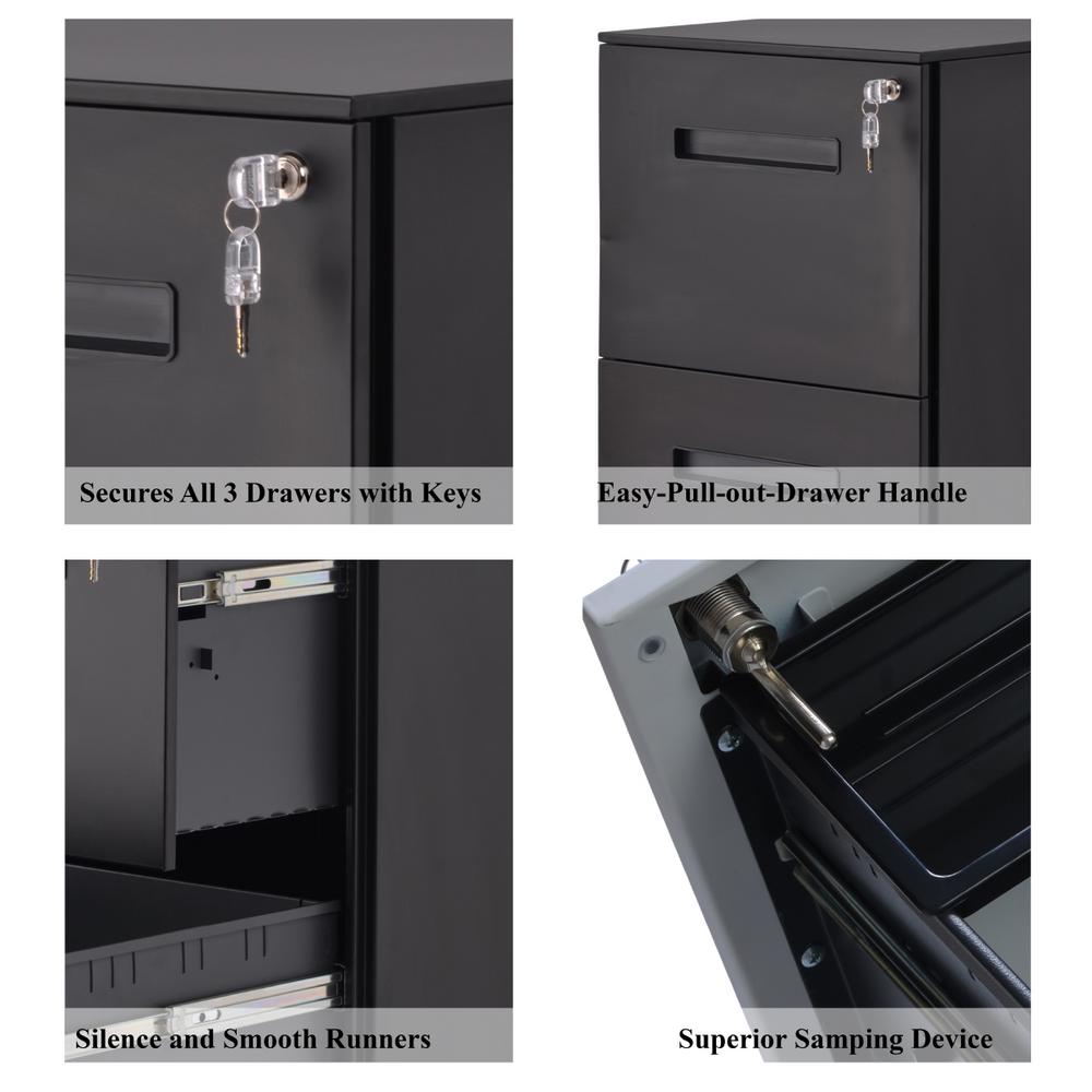 Merax Black 2 Drawers File Cabinet With Lock Fully Assembled