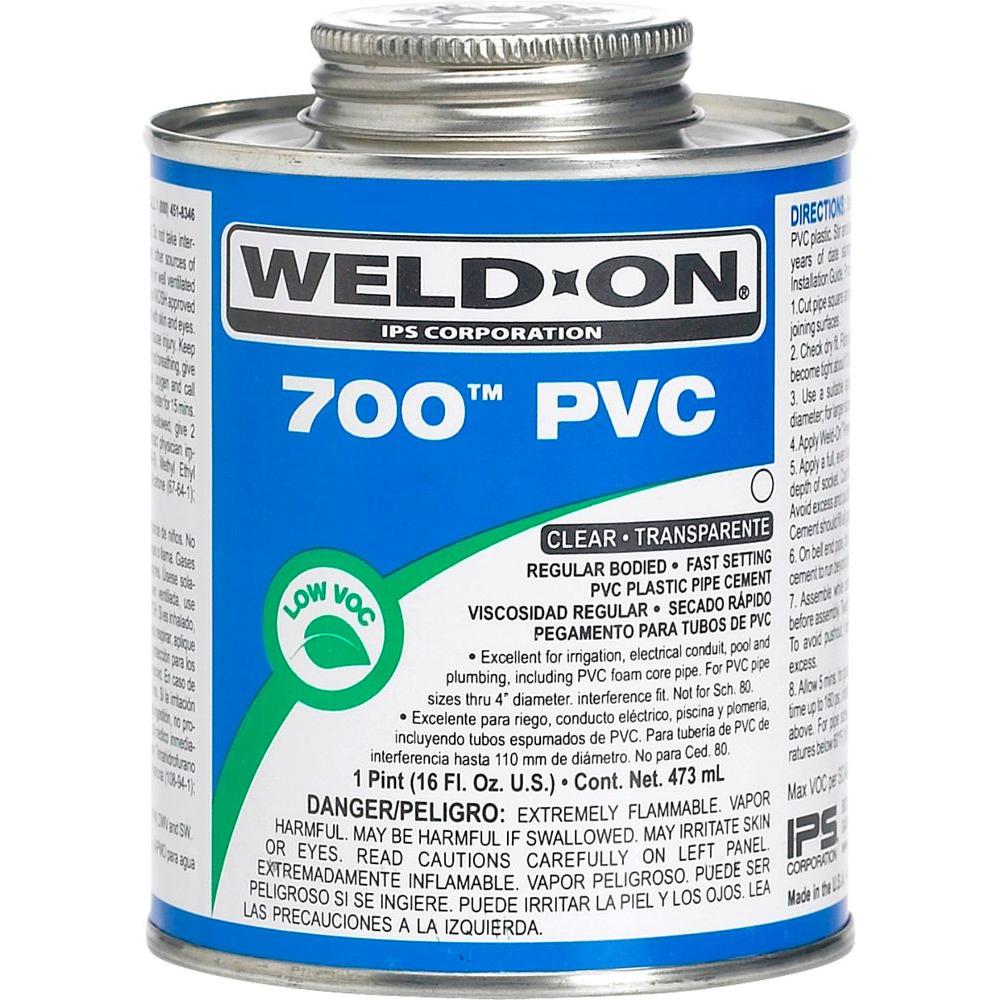 Weld-On 16 oz. PVC 700 Low VOC Cement in Clear-10080 - The Home Depot