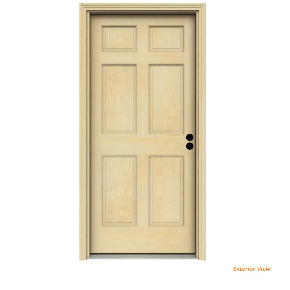 Dutch Front Doors Exterior The Home Depot 32 In X 80 6 Panel Unfinished Wood Prehung Left Hand