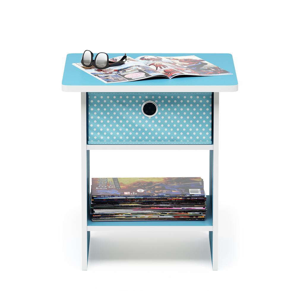 Furinno Home Living Light Blue Light Blue End Table Night Stand Storage 