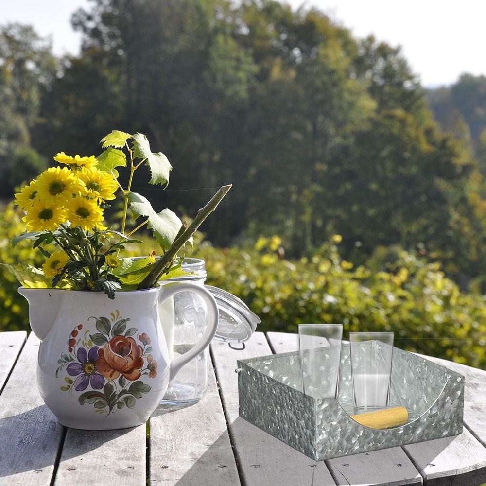 Benzara Galvanized Metal Gray Napkin Holder with Fitted HandleI457AMC0006 The Home Depot