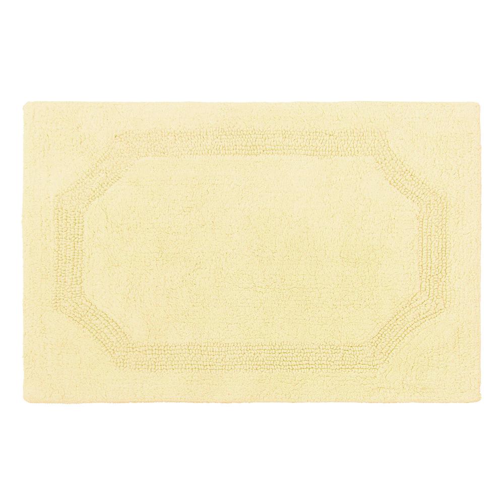 Laura Ashley Reversible Yellow 21 in. x 34 in. Cotton Bath Mat ...