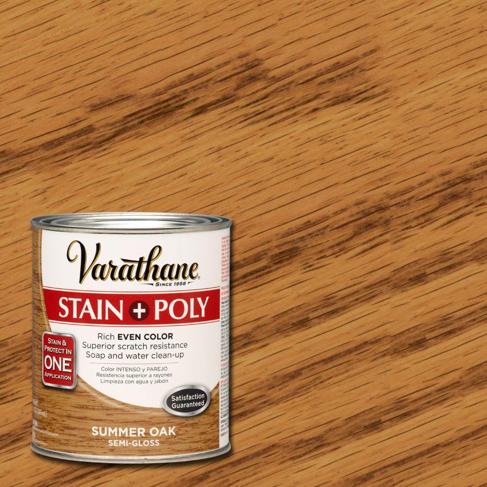 Varathane 1 qt. Summer Oak Stain and Polyurethane-266152 - The Home Depot