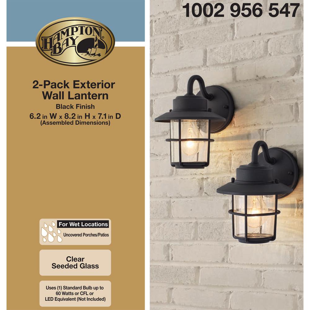 Hampton Bay 1 Light Black Outdoor Wall Lantern Sconce 2 Pack Jbo1691a 4 The Home Depot - Hampton Bay Exterior Wall Lantern 2 Pack Hampton Bay 1 Light Black Outdoor Wall Lantern Sconce 2 Pack Jbo1691a 4 The Home Depot - Hampton Bay Exterior Wall Lantern 2 Pack
