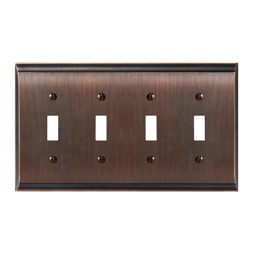 Amerock Candler 4 Toggle Wall Plate Oil Rubbed Bronze 1906989 The Candler 4 Toggle Wall Plate Oil Rubbed Bronze